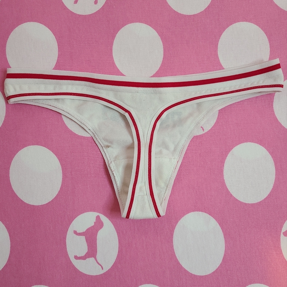 SOLD Rare VTG VS PINK Extra Low Rise Graphic Cotton Thong Panty Size Sm - Picture 3 of 6
